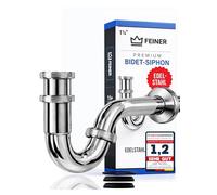 FEINER® Siphon de bidet universel en acier inoxydable - Tube plongeur réglable - Raccord standard 1 1/4" x 32 mm - Avec kit de joints et instructions de montage inclus - Montage facile