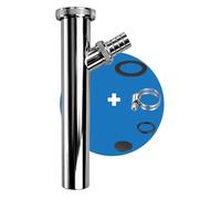 FEINER® Tuyau de vidange universel de qualité supérieure - 1 1/4" x 200 mm x Ø 32 mm - Tube plongeur avec raccord d'appareil - Tuyau pour siphon de lavabo - Lave-vaisselle chromé + collier de serrage