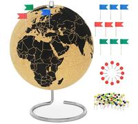 FeinKnick globe en liège de haute qualité - 25 cm - avec 54 épingles | Globe terrestre décoratif et petit globe liege - Pour les pigeons voyageurs - Idéal pour cadeau & cadeaux voyageurs