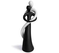 FeinKnick Sculpture Couple Amoureux Noir et Blanc, Décoration 27cm de Haut | Statuette couple Peinte à la Main, Statue élégante, Symbole d'amour, Figure décorative, cadeau de mariage pour couple