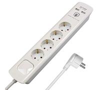 FeinTech MD432 multiprise 4 Ports + 2 Ports USB Charge Rapide Parasurtenseur Interrupteur Câble 1.5 m avec Fiche Plate
