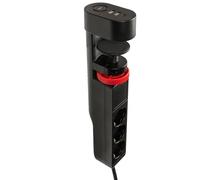 FeinTech MD833 Multiprise de table à 3 prises avec 2 ports USB et 1 port USB-C PD (20 W), multiprise de bureau avec interrupteur, câble de 3 m, noir