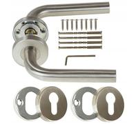 FEINZ Poignées de Porte Inox Arrondies Rosace Universelle | Kit complet, ergonomique, vis invisibles, idéal intérieur et extérieur