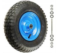 FEINZ Roue de Brouette 3.50-6 2PR avec Axe 12mm Bleu Noir | Kit complet, pneu gonflable, roulement à billes, jante acier, jardin et chantier