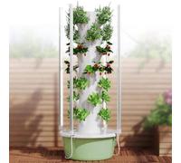 Feiphla Jardin D'Herbes Aromatiques Tout-en-Un pour Balcon,Kit De JardinièRe Verticale avec Pompe,RéServoir d'eau Mobile,pour Plantes D'IntéRieur, Herbes Et LéGumes GrayishGreen-9Layer