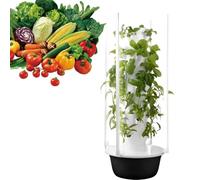 Feiphla Jardin D'Herbes Aromatiques Tout-en-Un pour Balcon,Kit De JardinièRe Verticale avec Pompe,RéServoir d'eau Mobile,pour Plantes D'IntéRieur, Herbes Et LéGumes Black-11LayerwithLights