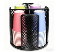 FEIQIAO Distributeur de tasses à café rotatif, organisateur pour tasses et couvercles, porte-gobelets en papier avec 4 compartiments pour plan de travail, cuisine, station à café, salon, buffet