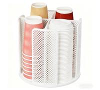 FEIQIAO Distributeur rotatif de tasse à café, organisateur de tasse et couvercle, porte-gobelet en papier avec 4 compartiments pour comptoir, cuisine, station de café, salon, buffet, bureau, bar
