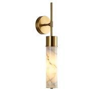 FEITENGDA Applique de décoration nordique moderne en tube haut en faux onyx | Fixation Murale Bras Métallique Tige Verticale, Lanterne Décoration Cylindrique pour Chevet Chambre, Salon(Gold,45cm)
