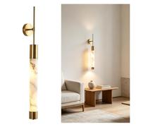 FEITENGDA Applique de décoration nordique moderne en tube haut en faux onyx | Fixation Murale Bras Métallique Tige Verticale, Lanterne Décoration Cylindrique pour Chevet Chambre, Salon(Gold,84cm)