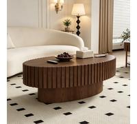 FeiZhiYanS Table Basse Ovale cannelée de 110 cm (43,3 po), Table Centrale de Style campagnard Moderne du Milieu du siècle, Table Basse en placage à Relief fabriquée, pour Salon ou Bureau,B