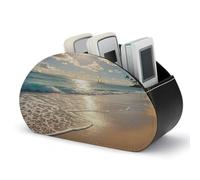 FekiLoot Hawaiian Summer Support de télécommande avec 5 compartiments - Organiseur de bureau en cuir synthétique - Boîte de rangement personnalisée pour télécommande TV multimédia pour maison, café et
