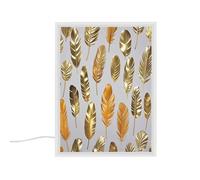FekiLoot Miroir de coiffeuse à plumes dorées et oranges avec lumières, miroir de beauté éclairé portable, trois modes d'éclairage de couleur, réglable, décoration LED pour coiffeuse, bureau et