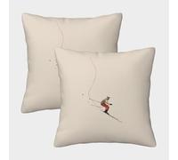FELASBUID Athlète de Ski-Action Sport Illustration Housse Coussin 2 Pièces Disponible Toutes Les Saisons Taie d'oreiller Decoratif Housses Coussin Salon Et Lit Protecteurs