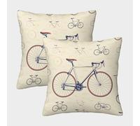 FELASBUID Conception de vélo-Illustration de vélo rétro Housse Coussin 2 Pièces Disponible Toutes Les Saisons Taie d'oreiller Decoratif Taies d'oreiller pour Canapé LiterieCanapé 40x40cm