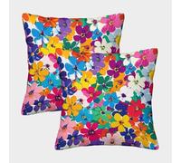 FELASBUID Fleurs colorées - Motif Floral Vibrant Housse Coussin 2 Pièces Disponible Toutes Les Saisons Taie d'oreiller Decoratif Housses De Coussin Canapé Chaise Lit Jardin Chambre 50x50cm