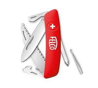 FELCO 506 Couteau suisse, couteau pliant, couteau à ressort (10 fonctions; incl. tournevis et scie; lame robuste en acier inoxydable; manche "Soft Touch" résistant aux rayures) 506, rouge