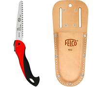 FELCO 600 Scie (lame de scie 16 cm, scie pliante coupe ø 50 mm, longueur 350 mm, coupe de traction) & 910 fourreau pour sécateur (étui en cuir véritable, avec passant + clip, s'attache à la ceinture)