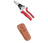 FELCO 7 Sécateur avec poignée roulante (coupe ø 25 mm, longueur 210 mm, sécateur pour grandes mains) & 910 fourreau pour sécateur (étui en cuir véritable, avec passant + clip, s'attache à la ceinture)