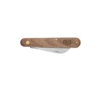 FELCO Couteau d'élagage et de greffage en acier au carbone Lame incurvée Manche en noyer américain Lame de 60 mm Rivets en laiton Doublure intérieure en laiton