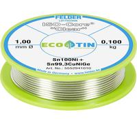 Felder ISO-Core Clear Sn100Ni+ Étain à souder bobine Sn99,25Cu0,7Ni0,05 0.100 kg 1 mm
