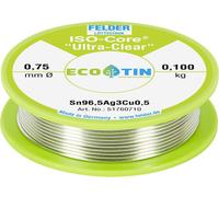 Felder Étain à souder ISO-Core Ultra Clear SAC305 Sn96,5Ag3Cu0,5 Bobine 0.100 kg 0.75 mm
