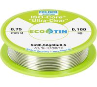 Felder ISO-Core \ Ultra Clear\ SAC305 Étain à souder bobine Sn96,5Ag3Cu0,5 0.100 kg 0.75 mm