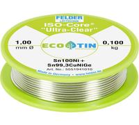 Felder ISO-Core Ultra-Clear Sn100Ni+ Étain à souder sans plomb bobine Sn99,25Cu0,7Ni0,05 0.100 kg 1 mm