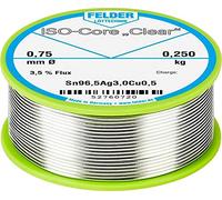 Felder Löttechnik ISO-Core Clear SAC305 Étain à souder bobine Sn96,5Ag3Cu0,5 0.250 kg 0.75 mm