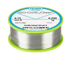 Felder Lottechnik Clear SAC305, 0.25 kg, 0.75 mm (Kit de bobine de soudure), Fer à souder : accessoires, Transparent