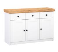 Feldmann-Wohnen Commode Bahut Sky 123x41x82cm Blanc Or Chêne 3 portes