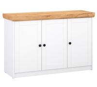 Feldmann-Wohnen Commode Bahut Sky 135x41x82 cm Blanc Or Chêne 3 portes
