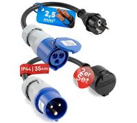 feletec 2x adaptateur CEE prise CEE sur prise femelle Schuko prise Schuko sur prise CEE 230V 16A pour camping & camping-car