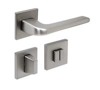 FELGNER Ensemble de poignées Cortina pour salle de bain et WC avec signalisation ouvert et fermé | Garniture de haute qualité, poignée de porte, avec rosace et bouton rotatif | Argent