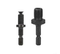 Felicafie Lot de 2 adaptateurs de mandrin à tige hexagonale, filetage mâle de 6,35 mm à 9,5 mm et 1,27 cm, fonction de verrouillage brevetée pour outils électriques, empêche le desserrage, acier noir