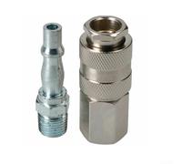 Felicafie Lot de 2 adaptateurs de raccord de tuyau d'air, convertisseur PCL mâle vers femelle EURO à libération rapide avec valve intégrée, plaqué zinc 0,6 cm pour filetage BSP pour air