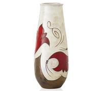 FELISTEYA Vase en céramique fait à la main - 25,5 cm de haut - Vase à fleurs en poterie artisanale émaillé à la main - Vases dorées, rouges et blanches pour décoration d'intérieur ou comme cadeau
