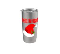 Feliz Navidad Bonnet de Père Noël espagnol Gobelet isotherme en acier inoxydable double paroi