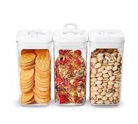 Felli Flip Tite Boîte de conservation alimentaire empilable en acrylique avec couvercle hermétique pour garde-manger, cuisine, comptoir, grains de café, granola, friandises pour animaux domestiques