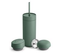 Fellow Tasse de voyage 3 en 1 avec fermeture coulissante, couvercles Move & Cold avec paille - Tasse à café à emporter - Intérieur en céramique et acier inoxydable isolé sous vide - Tasses à café