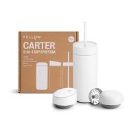 Fellow Tasse de voyage 3 en 1 avec fermeture coulissante, couvercles Move & Cold avec paille - Tasse à café à emporter - Intérieur en céramique et acier inoxydable isolé sous vide - Tasses à café