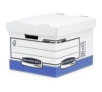 Fellowes 0026101 Caisse Standard Pour Archives Banker Box System - Montage Automatique Blanc/Bleu (Lot De 10)