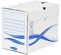 Fellowes 4460402 Boîte d'archives Bankers Box Basic A4 montage manuel - Dos de 20cm Blanc/Bleu (lot de 25)