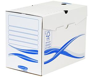Fellowes 4460402 Boîte d'archives Bankers Box Basic A4 montage manuel - Dos de 20cm Blanc/Bleu (lot de 25)
