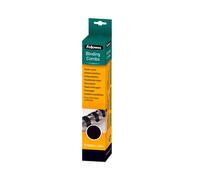 Fellowes 5330702 : Jeu de 25 Peignes de Reliure A4, 21 Anneaux, PVC Noir, Capacité 40 Feuilles, Dimensions 8x8x300mm