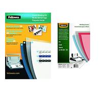 Fellowes 5371801 Kit de consommables pour 20 reliures plastique & 5376001 Couvertures de reliure A4 transparentes PVC 150 microns 15/100e