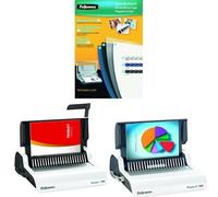 Fellowes 5371801 Kit de consommables pour 20 reliures plastique + Fellowes 5627601 Pulsar+ 300 perforelieur manuel par anneaux plastique usage régulier perfore 20 feuilles et relie 300 feuilles + Fellowes Pulsar-e 300 5620701 perforelieur électrique par anneaux plastique perfore 15 feuilles et relie 300 feuilles Blanc