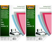 Fellowes 5376001 Couvertures de reliure A4 transparentes PVC 150 microns 15/100e (Lot de 2)