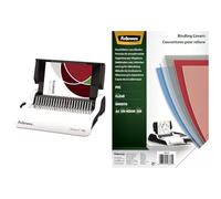 Fellowes 5620701 Pulsar-E Perforelieur électrique par anneaux plastiques 20 feuilles & 5376102 - Couvertures de reliure PVC transparent A4 en PVC 200 microns - Pack de 100
