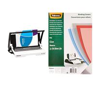 Fellowes 5627501 Star+ 150 perforelieur manuel par anneaux plastique usage modéré perfore 12 feuilles relie 150 feuilles & Couvertures de reliure PVC transparent A4 en PVC 200 microns - Pack de 100